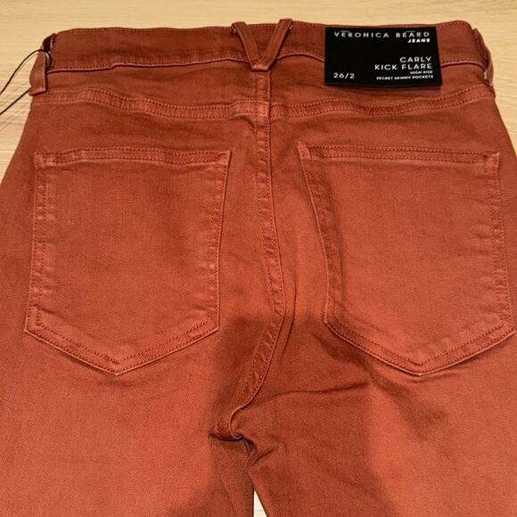 Veronica Beard Carly Raw Hem Kick-Flare Jean Rust 26 - Picture 9 of 11
